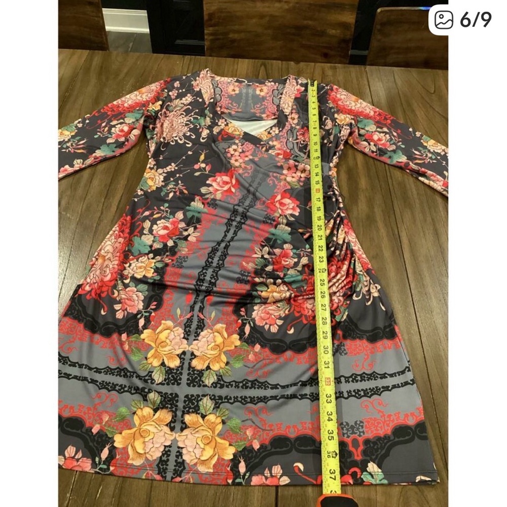 Johnny Was Floral faux Wrap Midi Dress - Picture 6 of 9